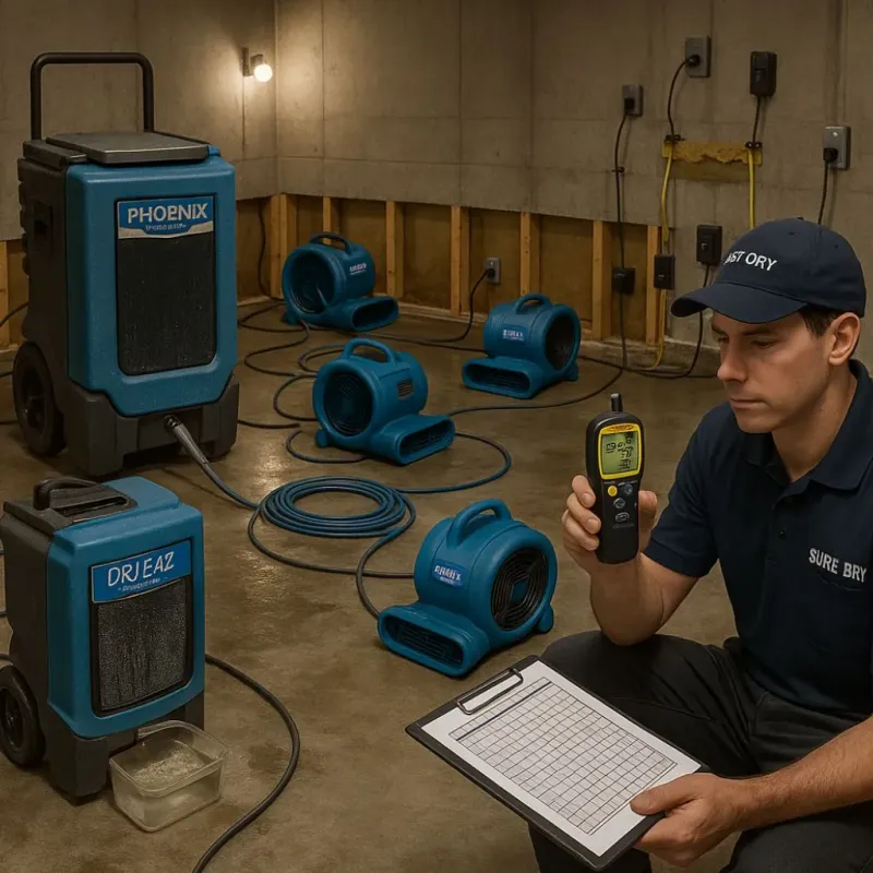 Structural Drying and Dehumidification process in Taylors, SC